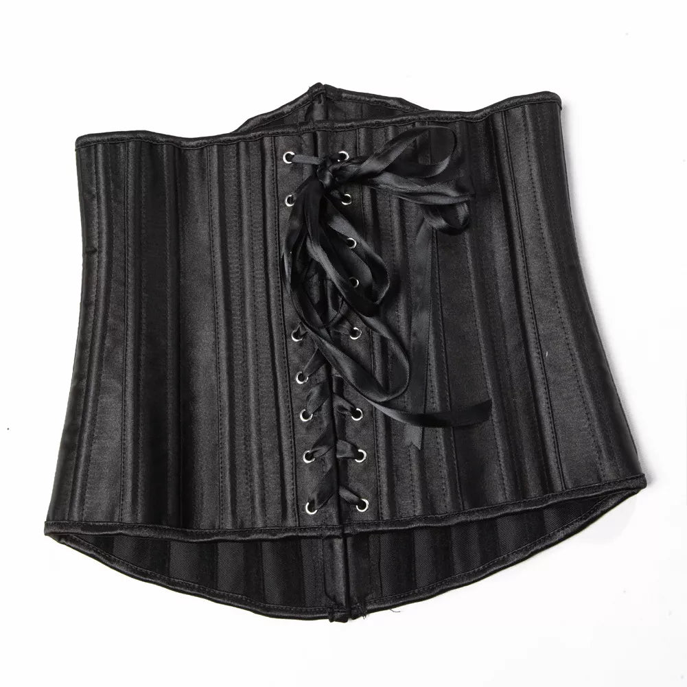 Satin Underbust Corset with Steel Boning and Lace-Up Back