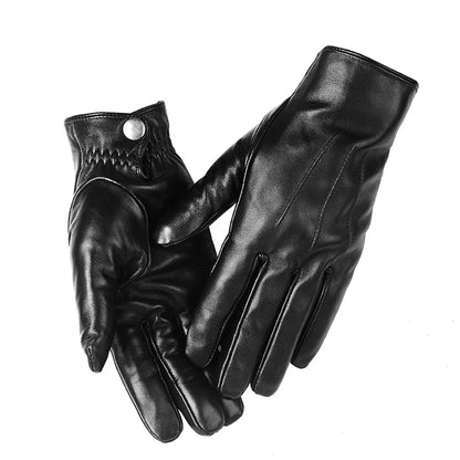 Men's Genuine Leather Gloves with Fleece Lining