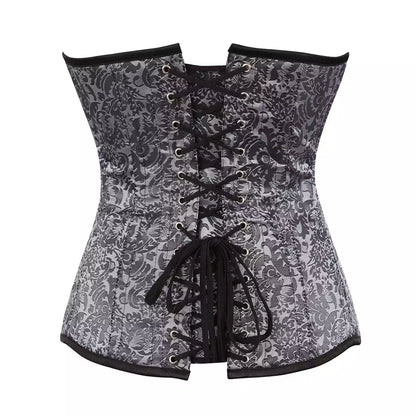 Brocade Underbust Corset with Steel Boning and Lace-Up Back