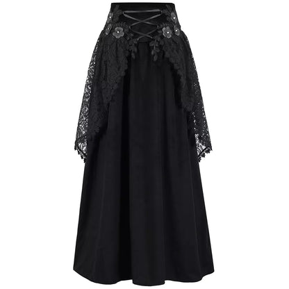 Women's Gothic Velvet Lace Floral Mesh Skirt