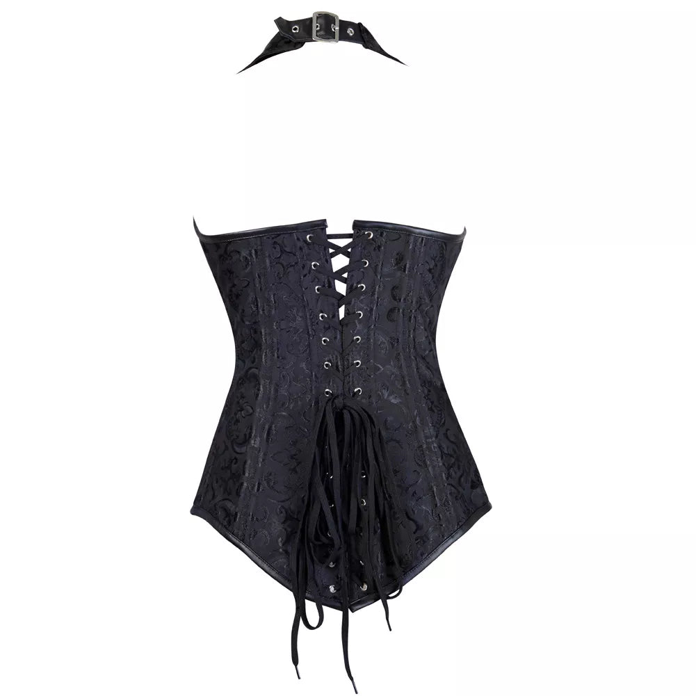 Gothic Corset Overbust Corset with Silver Clasp