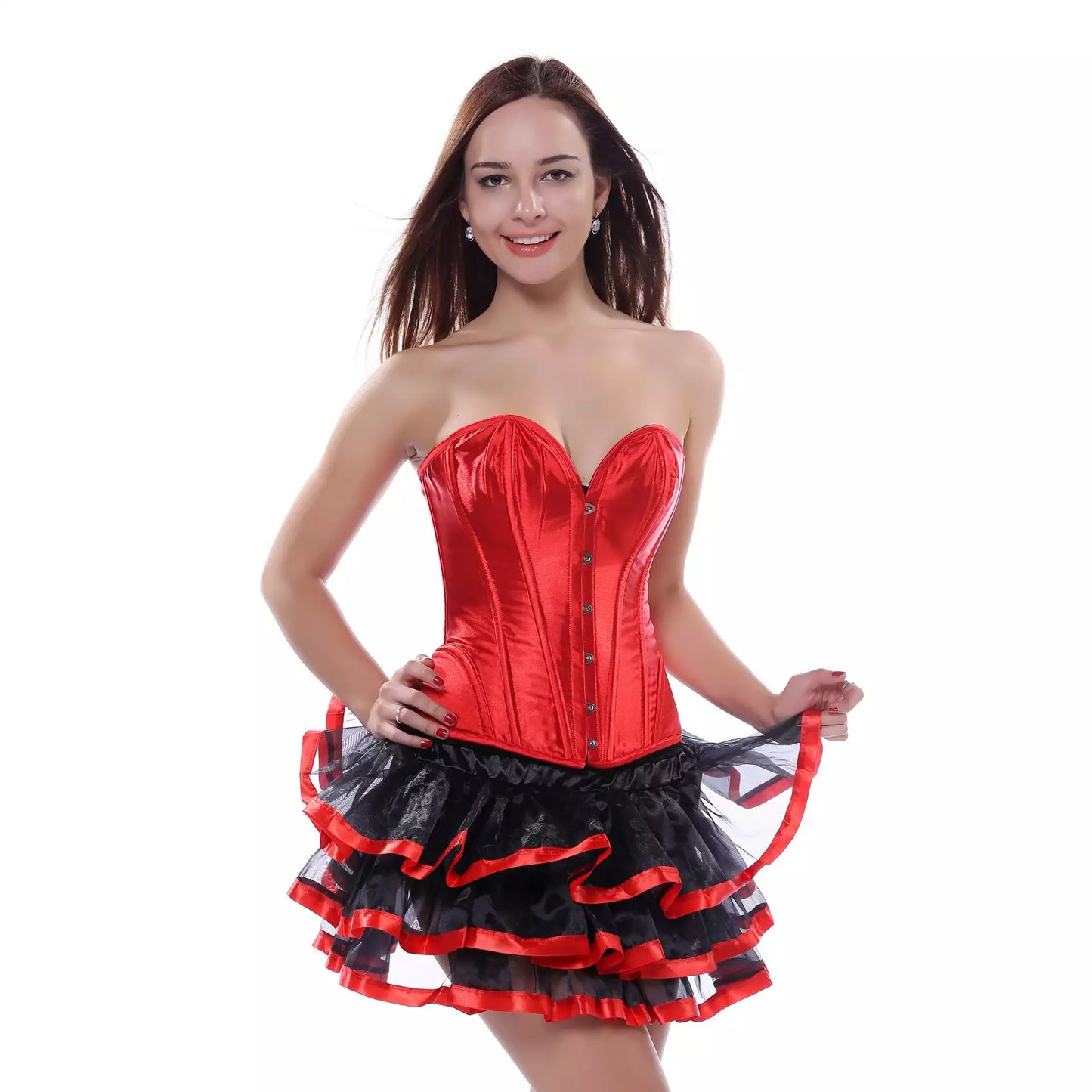 Classic Satin Overbust Corset with Steel Boning and Sweetheart Neckline