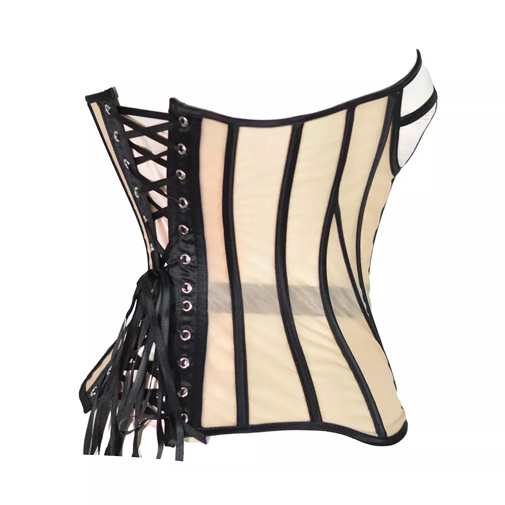 Sheer Mesh Corset with Boning and Breathable Design