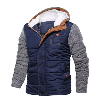 Men's Insulated Hooded Jacket with Fleece Lining for Winter Warmth