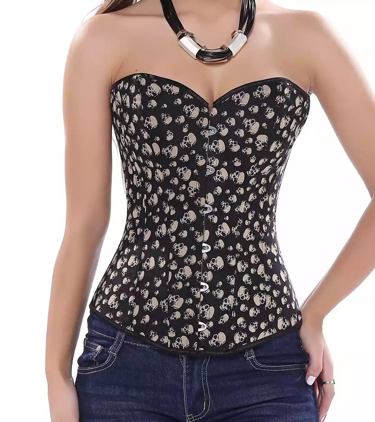 Gothic Corset with Lace-Up Back and Steel Boning