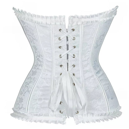 Lace Up Corset Overbust Corset with Satin Ribbon Accents