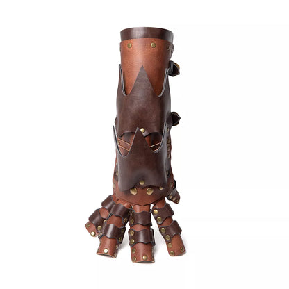 Steampunk Mechanical Arm Halloween Party PU Leather Decorative Five-Finger Gloves