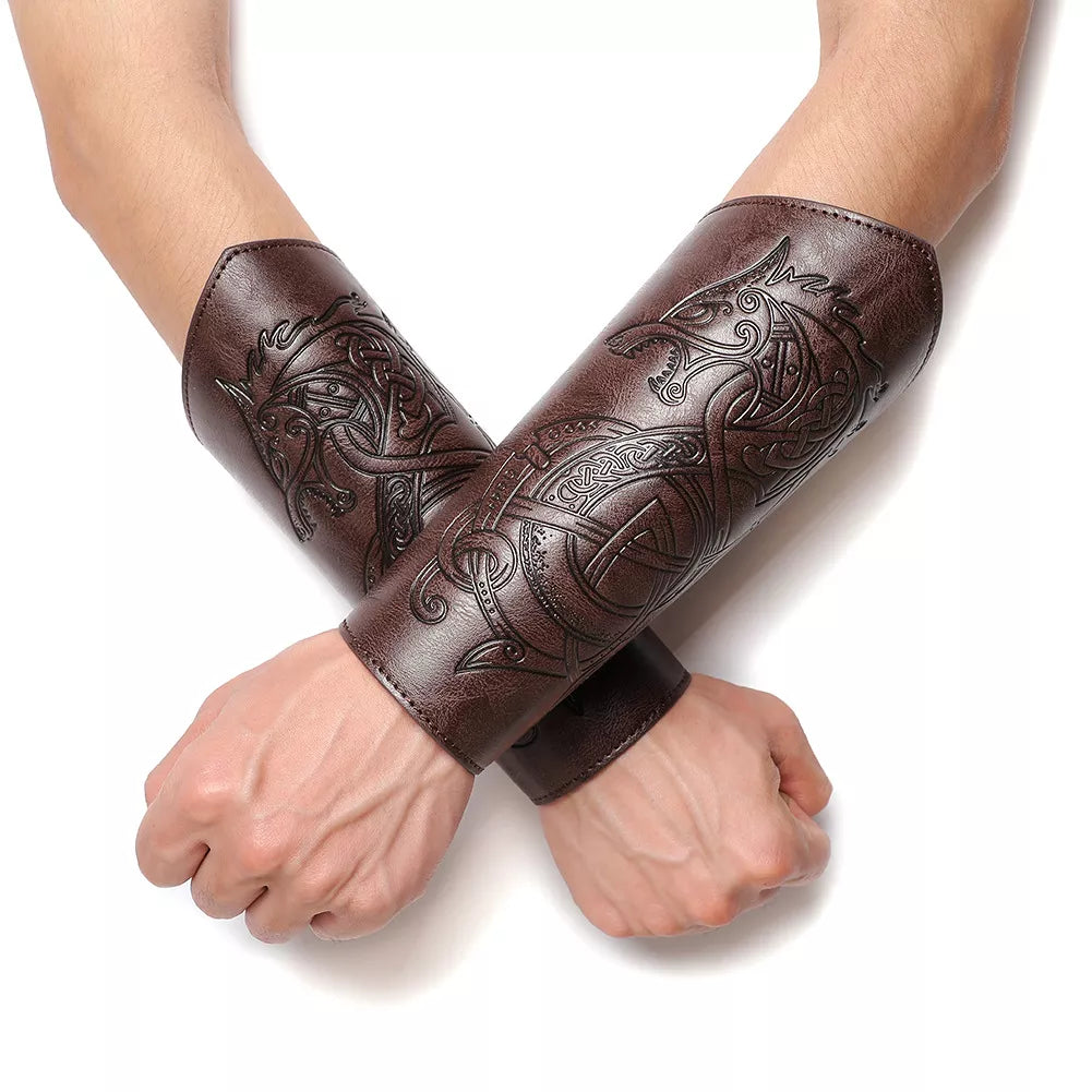 Medieval Vintage Embossed Bracers Knight Arm Guards Cosplay Prop