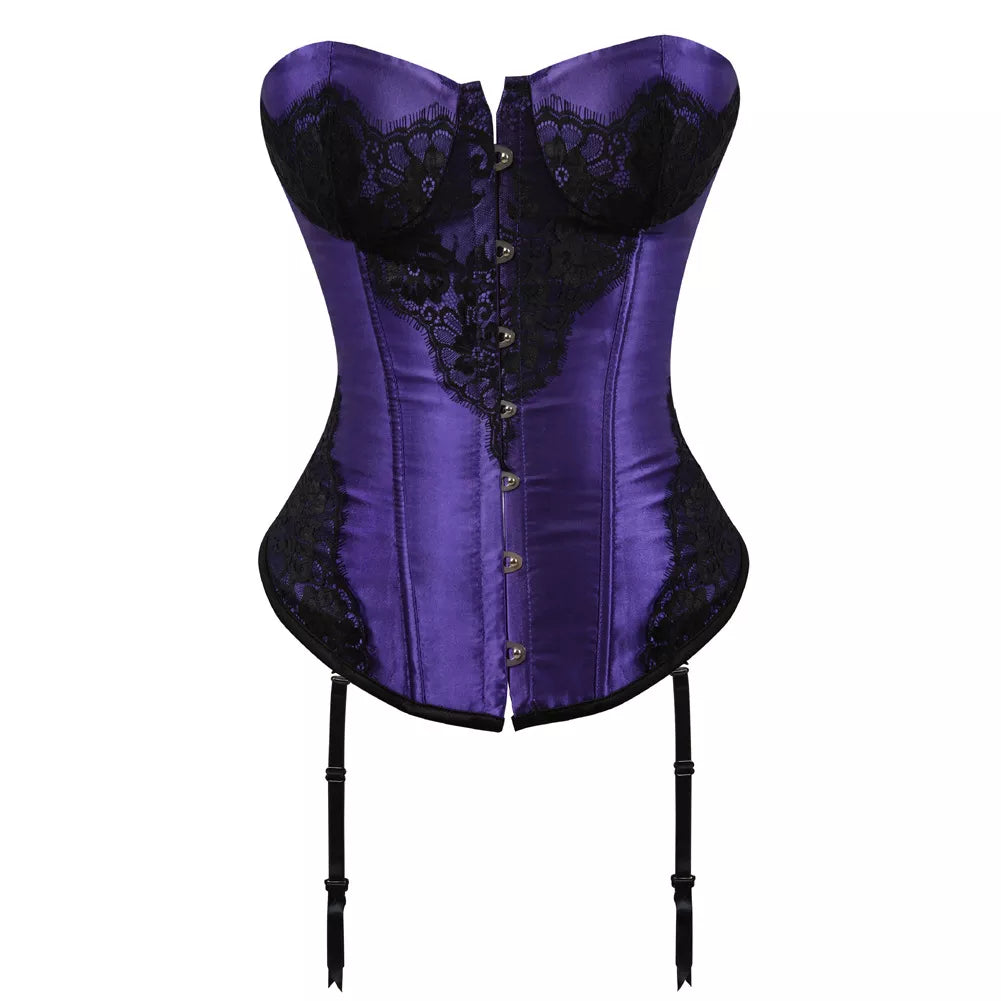 Silk Corsets with Black Lace and Garters