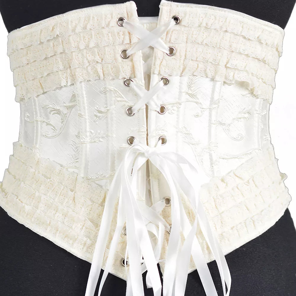 Renaissance 30cm Jacquard Waist Cincher with 5 Hooks and Lace-Up Closure