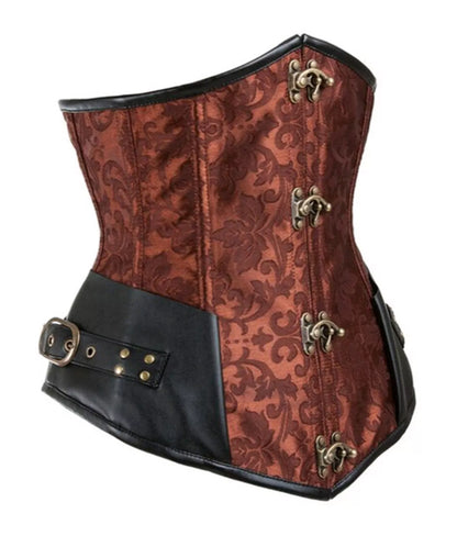 Steampunk Underbust Corset Gothic Corset with Antique Brass Clasp