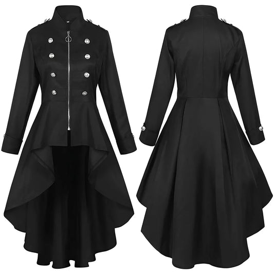 Women's Medieval Vintage Tailcoat Long Dress Halloween Cosplay Costume