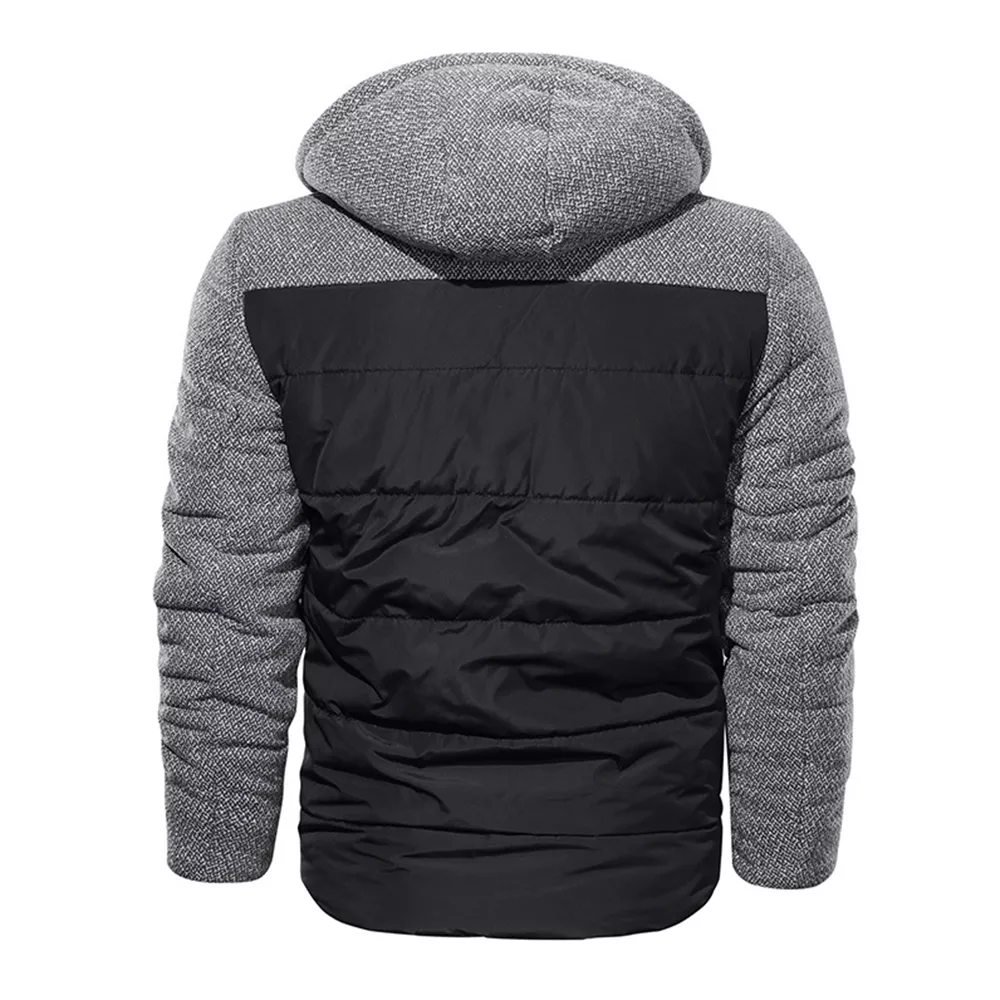 Men's Insulated Hooded Jacket with Fleece Lining for Winter Warmth