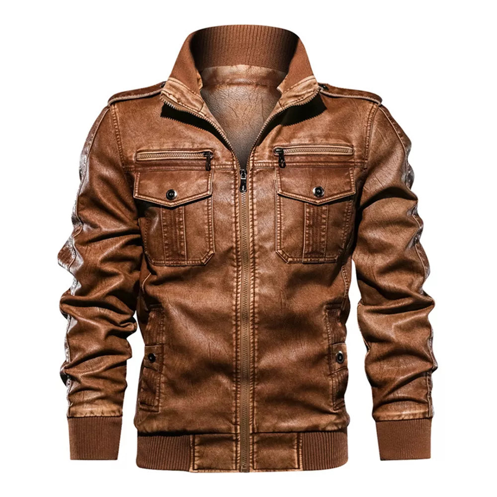 Men's Lightweight Faux Leather Biker Jacket | Trendy Moto Style