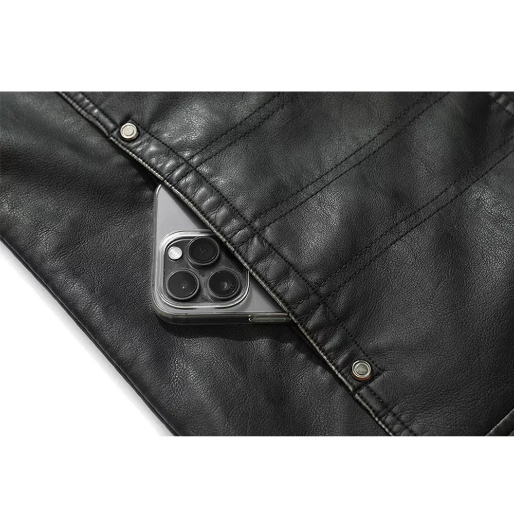 Mens Faux Leather Jacket Lightweight Fashion Motorcycle Leather Jackets Coat