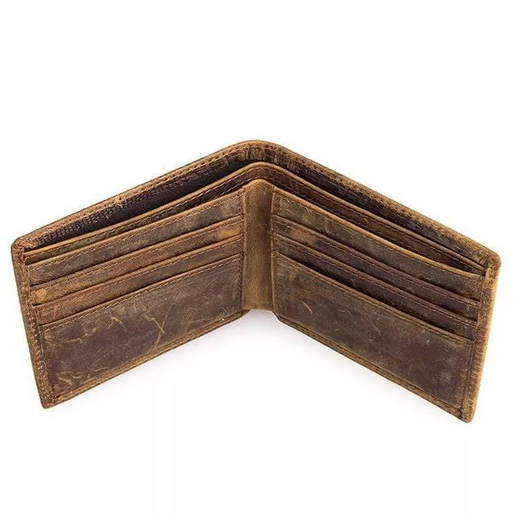 Vintage Genuine Leather Wallet with Multiple Card Slots and Folding Design