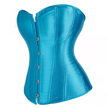 Silk Corset Overbust Corset with Steel Boning and Lace-Up Back