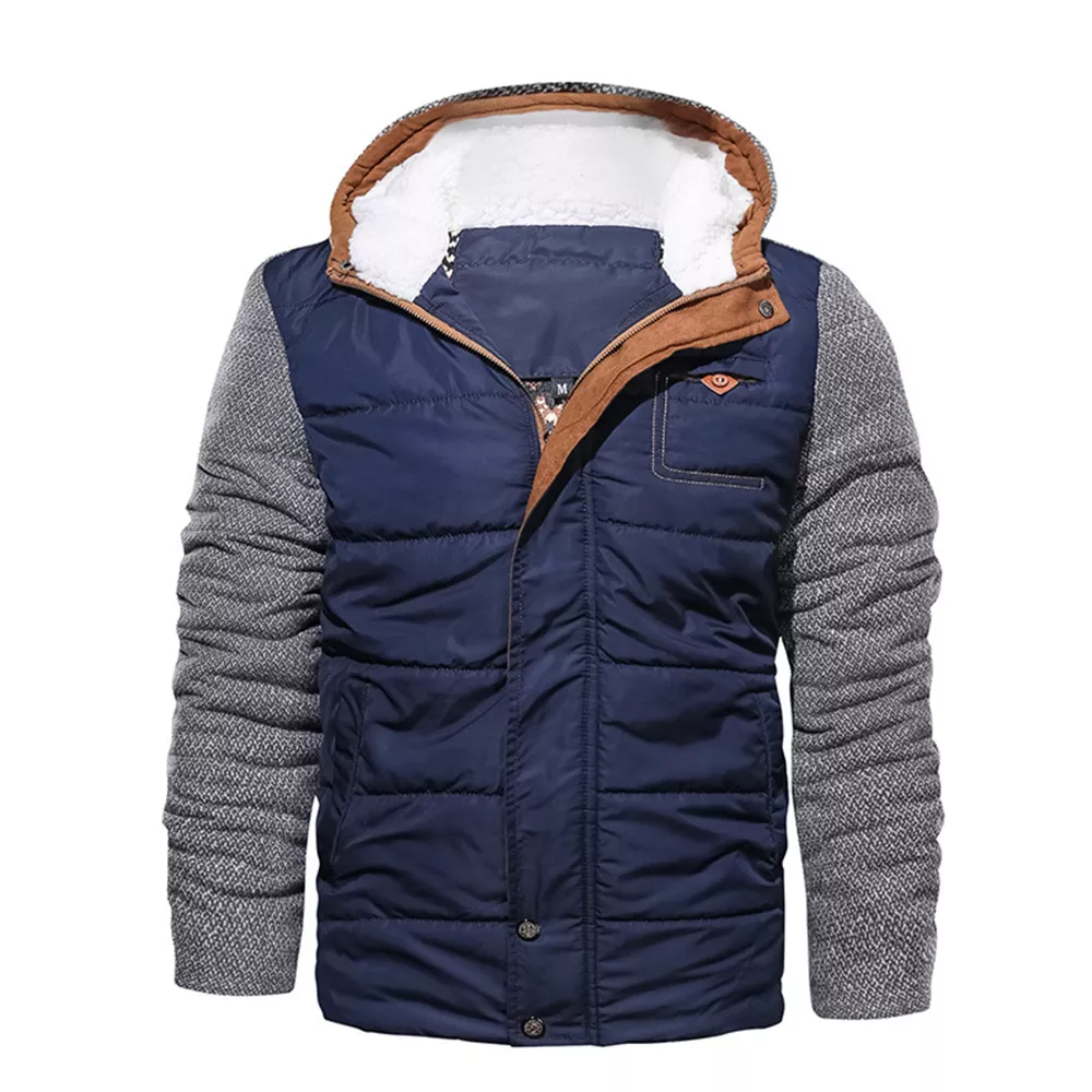 Men's Insulated Hooded Jacket with Fleece Lining for Winter Warmth