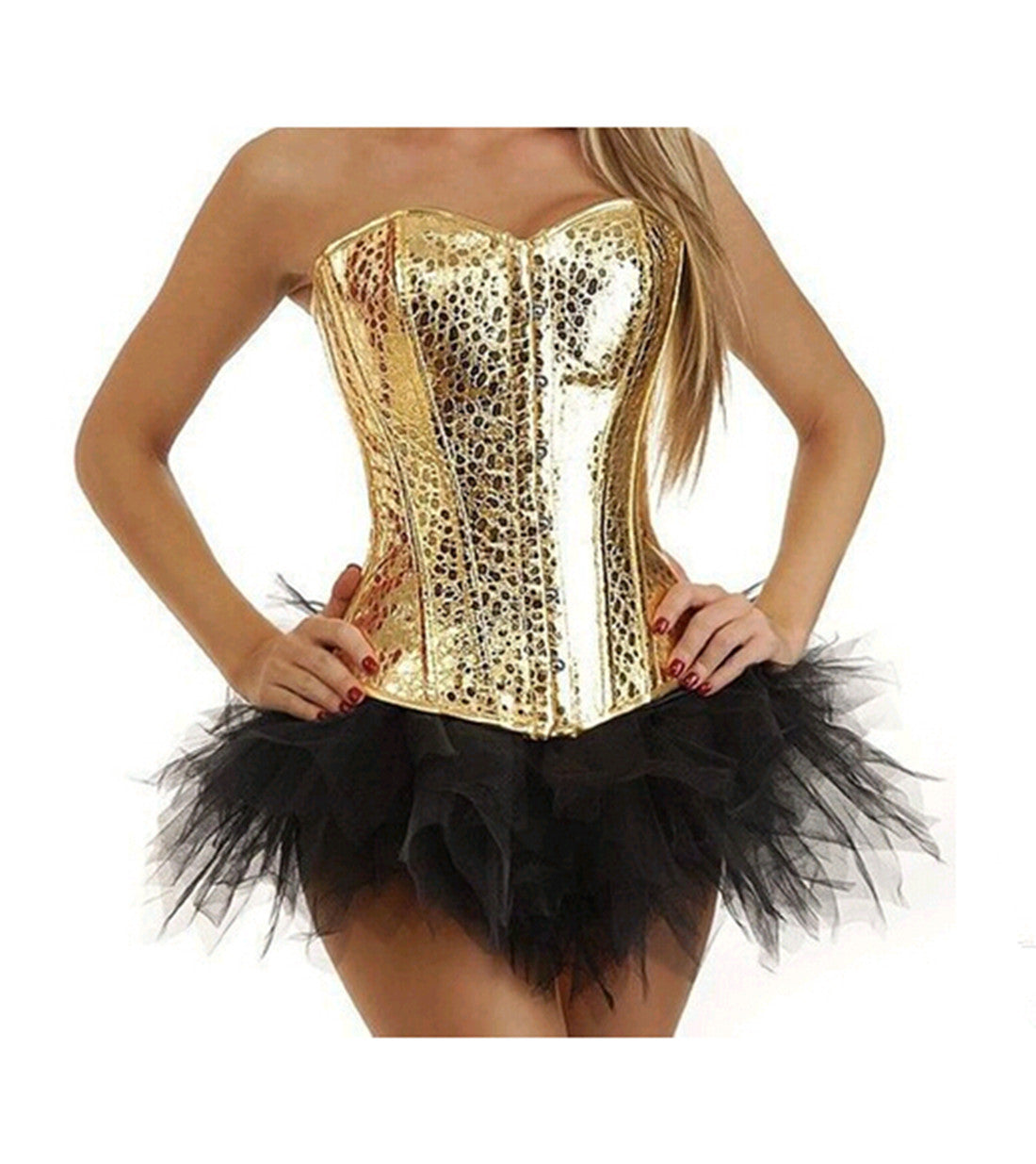 Gold Overbust Corset with Steel Boning and Lace-Up Back