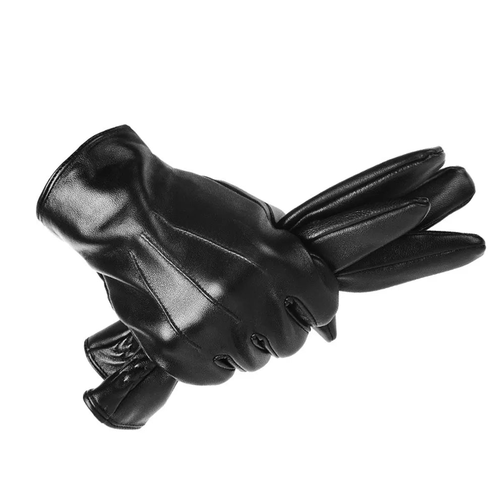 Men's Genuine Leather Gloves with Fleece Lining