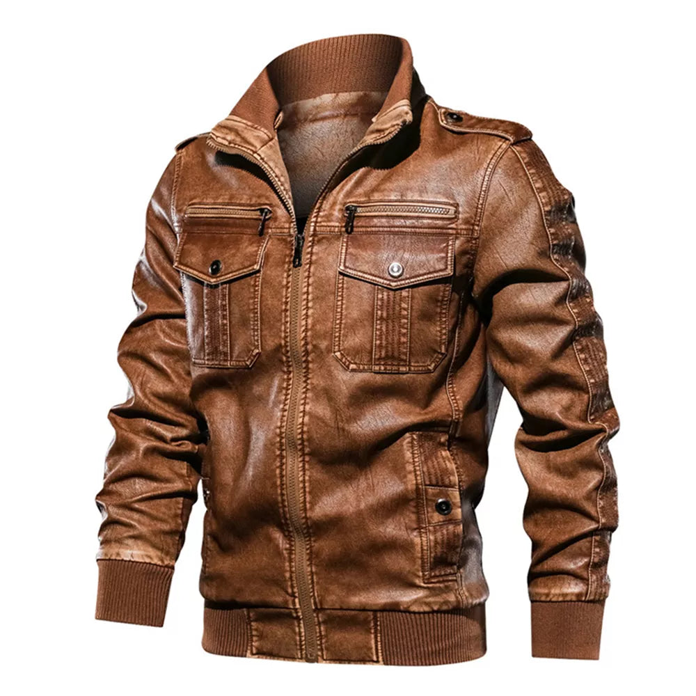 Men's Lightweight Faux Leather Biker Jacket | Trendy Moto Style