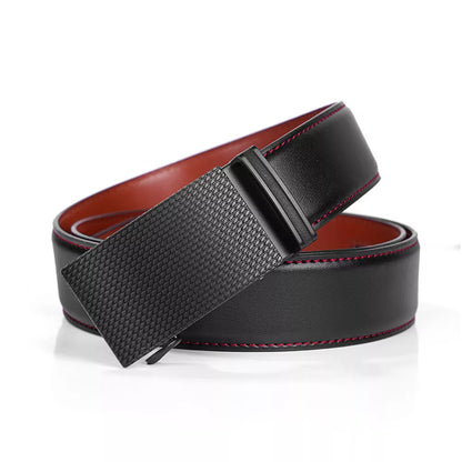 Men's Genuine Leather Belt with Automatic Buckle and Adjustable Cowhide Strap