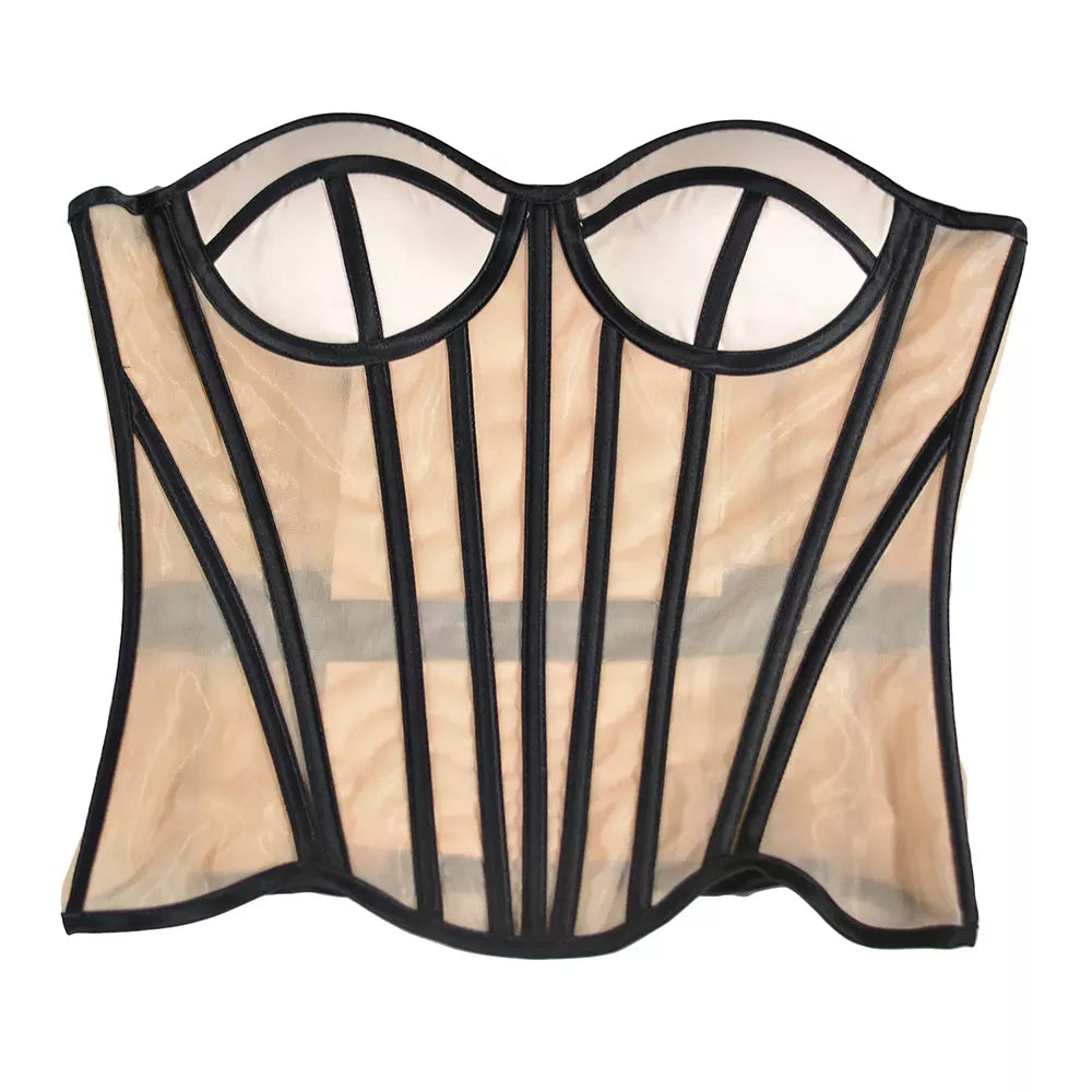 Sheer Mesh Corset with Boning and Breathable Design