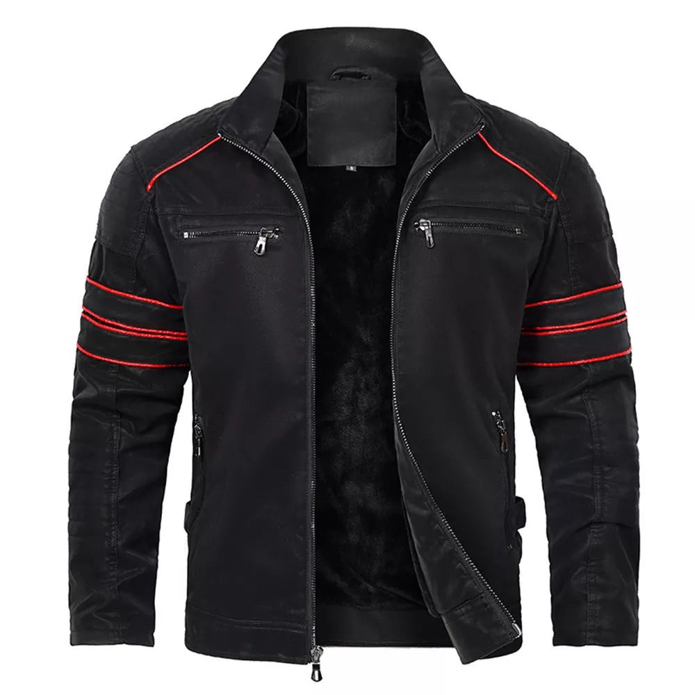 Men's Suede Leather PU Jacket Slim Fit Motorcycle Coat