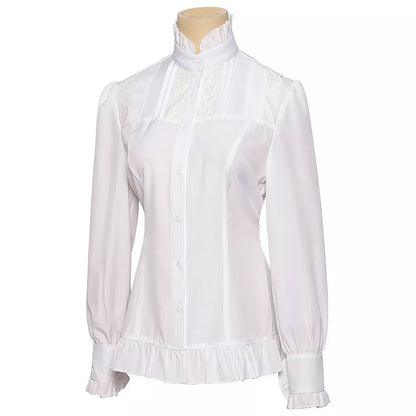 Women's Victorian Era Ruffled Gothic Vintage Long Sleeve Shirt