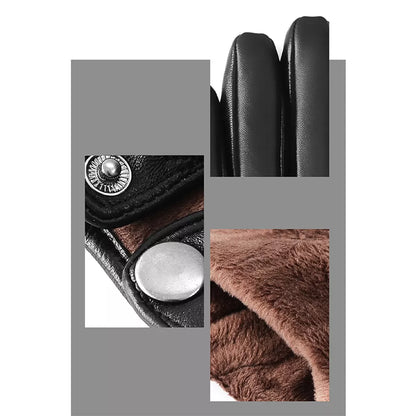 Men's Genuine Leather Gloves with Fleece Lining