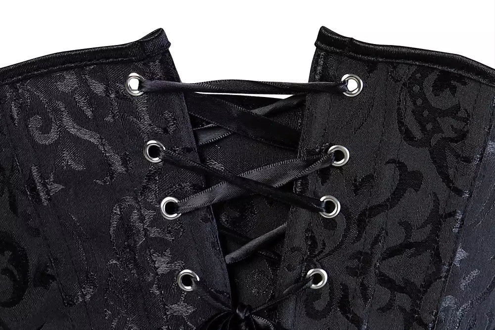 Classic Brocade Underbust Corset with Adjustable Lace-Up Back and Secure Front Busk