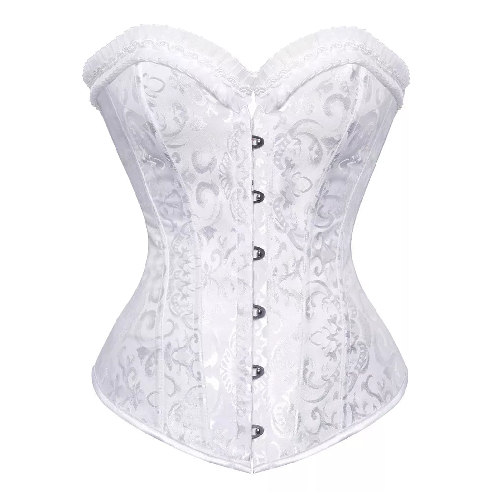 Overbust Corset with Steel Boning and Lace Trim