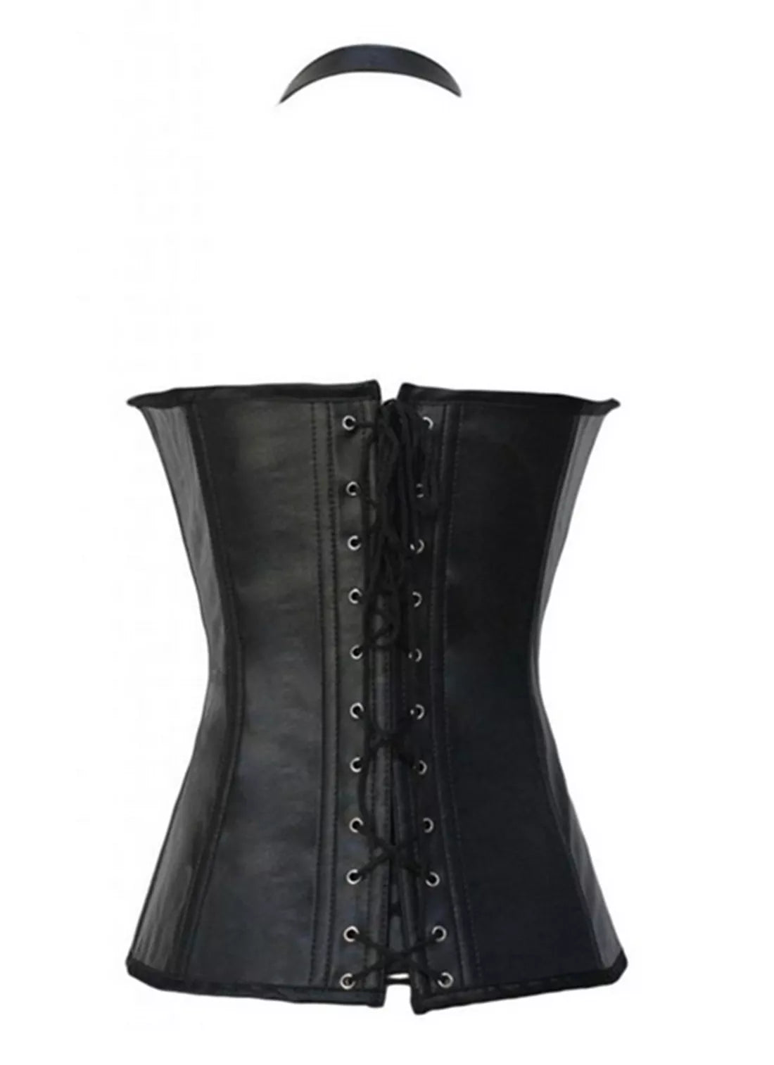 Steampunk Leather Overbust Corset with Brass Buckles and Side Lacing