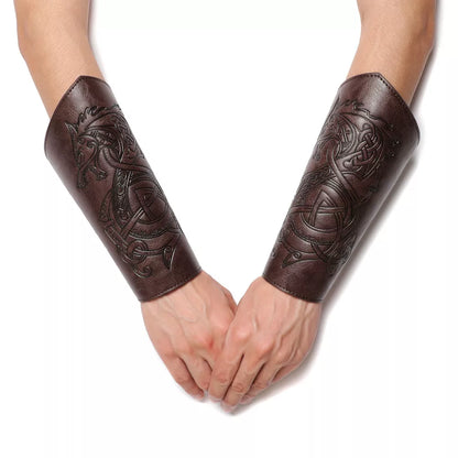 Medieval Vintage Embossed Bracers Knight Arm Guards Cosplay Prop