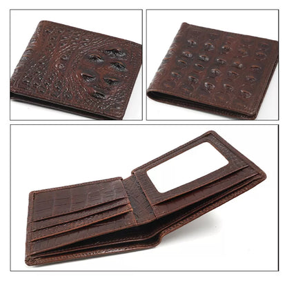 Men's Vintage Genuine Leather Wallet with Multiple Card Slots, Folding Ultra-Thin Card Holder