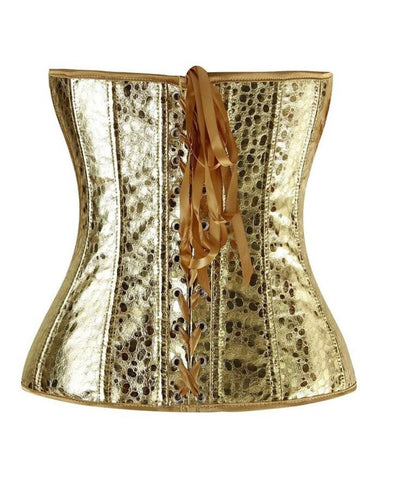 Gold Overbust Corset with Steel Boning and Lace-Up Back