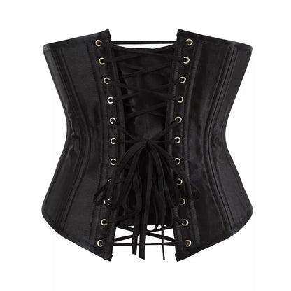 Satin Underbust Corset with Steel Boning and Lace-Up Back