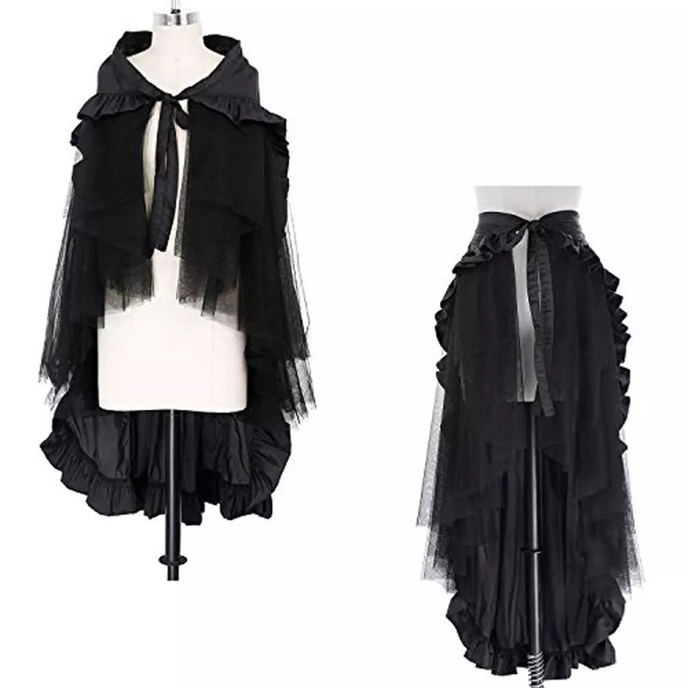 Women's Plus Size Steampunk Gothic Victorian Ruffle Pirate Wrap Skirt