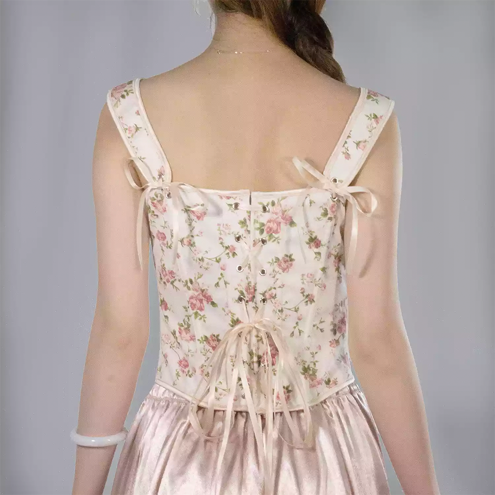 Renaissance Boned Corset with Lace-Up Back