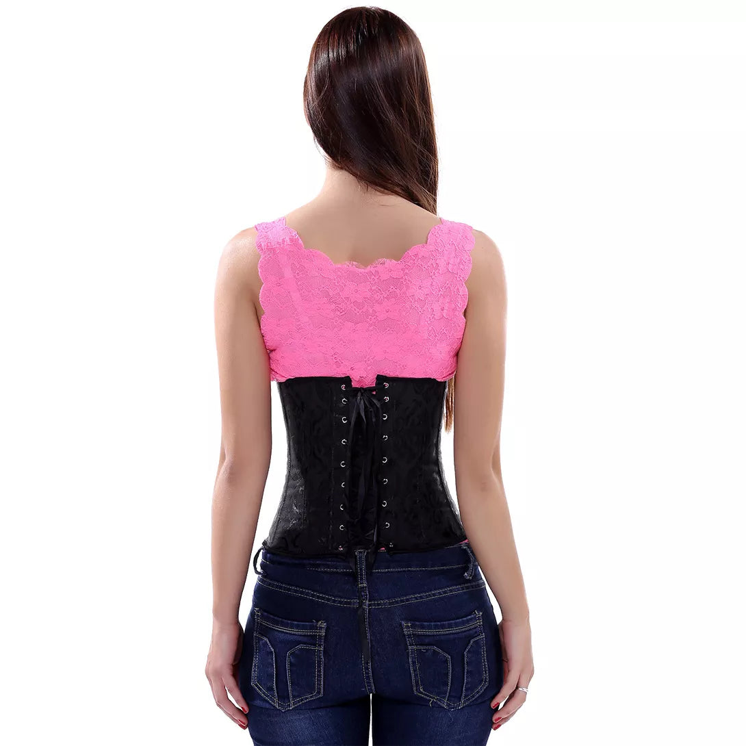 Steampunk-Inspired Underbust Corset with Intricate Lace-Up Back and Front Busk Closure