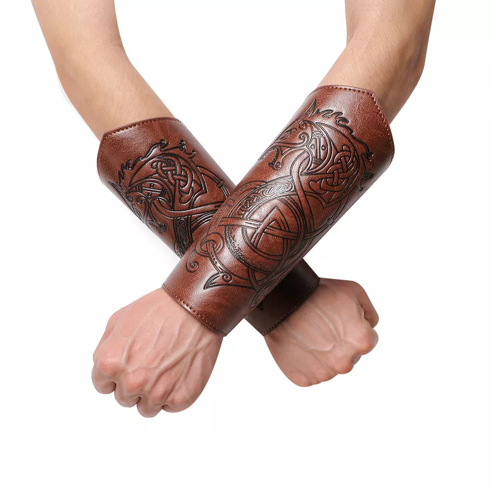 Medieval Vintage Embossed Bracers Knight Arm Guards Cosplay Prop