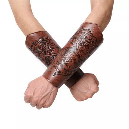 Medieval Vintage Embossed Bracers Knight Arm Guards Cosplay Prop