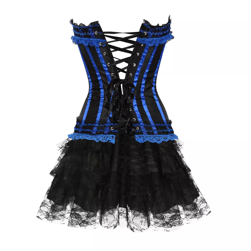 Lace Up Corset Satin Corset with Lace Trim and Bow Accents