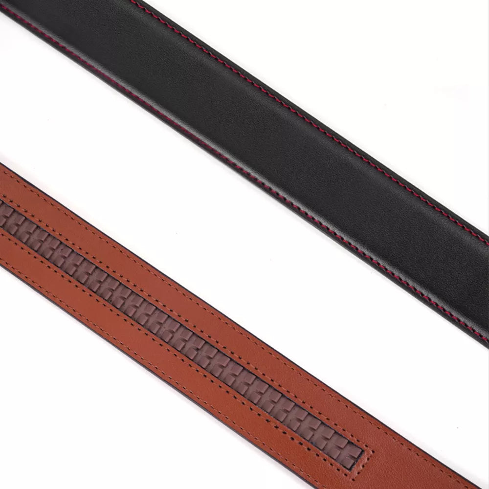 Men's Genuine Leather Belt with Automatic Buckle and Adjustable Cowhide Strap