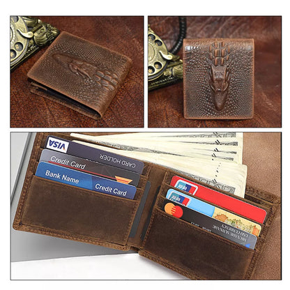 Vintage Genuine Leather Wallet with Multiple Card Slots and Folding Design