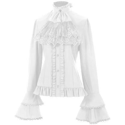 Women's Victorian Top Medieval Ruffled Shirt