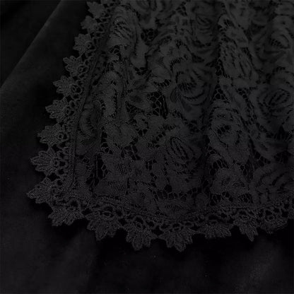 Women's Gothic Velvet Lace Floral Mesh Skirt