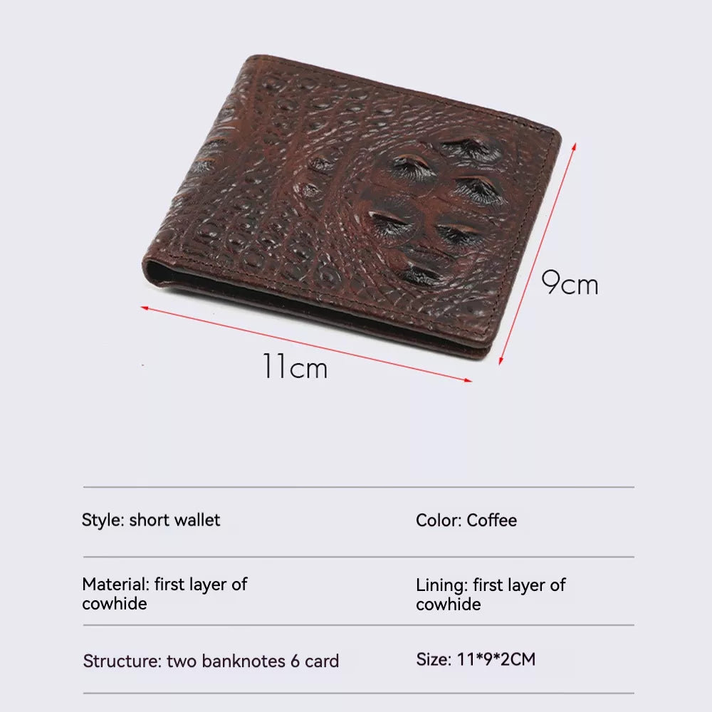 Men's Vintage Genuine Leather Wallet with Multiple Card Slots, Folding Ultra-Thin Card Holder