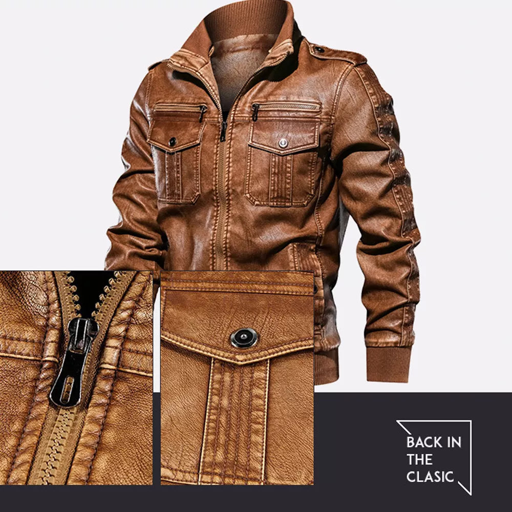 Men's Lightweight Faux Leather Biker Jacket | Trendy Moto Style