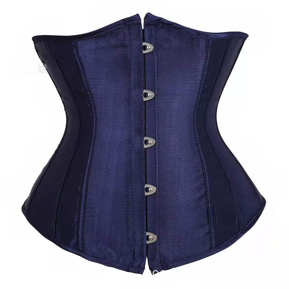 Silk Underbust Corset with Steel Boning and Lace-Up Back